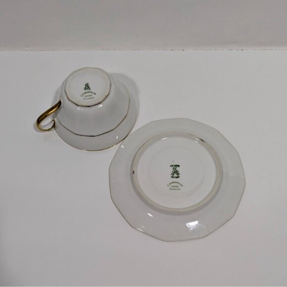 C. Ahrenfeldt Limoges France Cup Saucer Pink & Blue Flowers Gold Trim - Picture 10 of 12